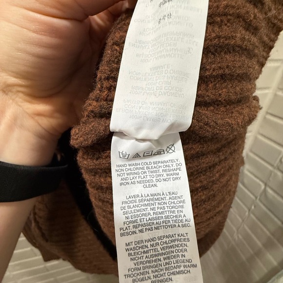 J Crew Lambswool Shawl Cardigan Mens L Brown Leather Elbow Patches Dark Academia - Picture 7 of 10